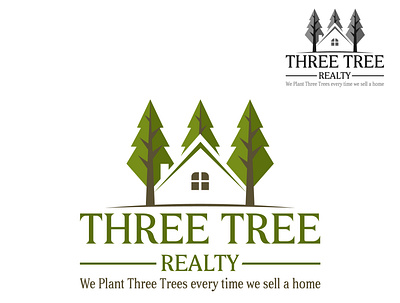 Three Tree Realty design flat illustration illustrator logo minimal vector