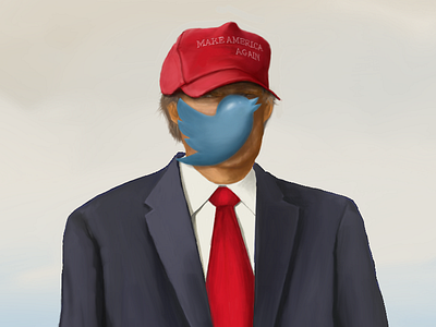 A Trump Parody of Magritte's Son of Man digital illustration magritte man of painting parody political rene son trump twitter