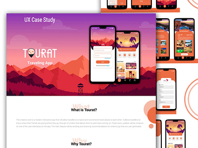 'TOURAT' Travelling App Case Study UX to UI
