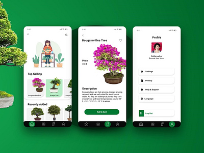 Bonsai House App app design bonsai design illustration tree tree house ui ux