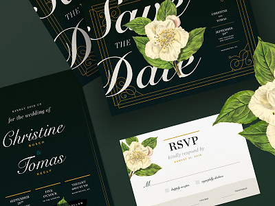 Save The Date art botanicals card classic design emerald florals gilded graphic design green invitation print refined rsvp save the date type typography wedding wedding invitation wedding suite