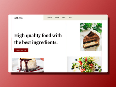 Athena Restaurant app clean desert developer elegant food grid high product inspiration landing modern practice red restaurant salad ui ux web white