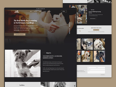 Mobile Dog Grooming Website design dog dog grooming graphic design grooming landing page pet pets ui web web design website
