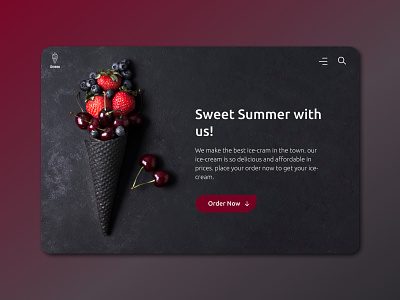 Landing page for an ice-cream online shop app app design appui branding design icecream landing page ui ux website