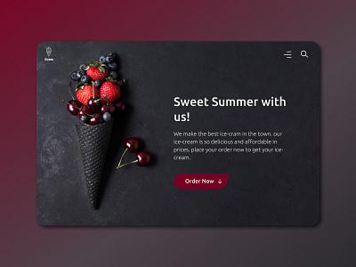 Landing page for an ice-cream online shop