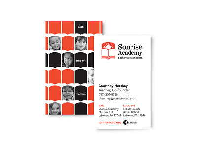 Business card for Sonrise Academy business card education identity school stationery
