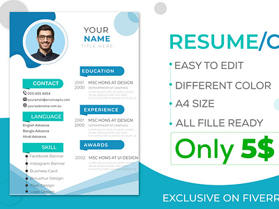 I will Create Solid colorful resume cv design