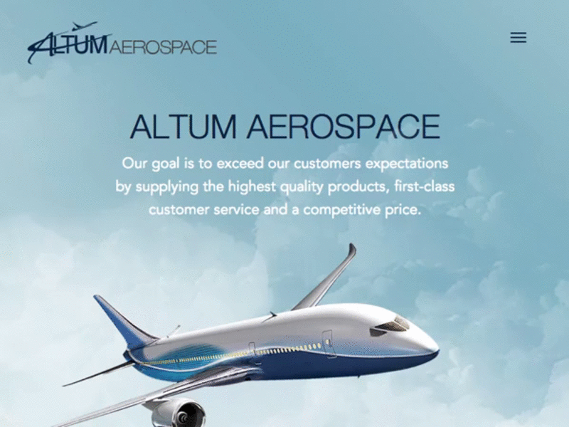 Altum AeroSpace blue clouds gif plane responsive webdesign website