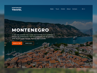 Montenegro Travel Landing Page Concept adriatic sea balkan europe figma landingpage montenegro travel ui ux webdesign