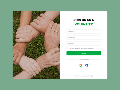 Daily UI Challenge - #001 Sign Up 001 dailyui figma signup volunteer