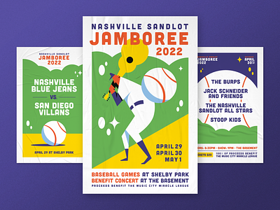 Nashville Sandlot Jamboree Poster Series baseball concert poster poster poster design vintage