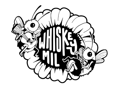 Whiskey Mil Band Logo band logo bee bluegrass flower hand-drawn logo music