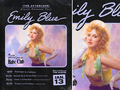 Emily Blue 'The Afterlove' Tour Poster band poster emily blue female artist grunge music poster tour poster