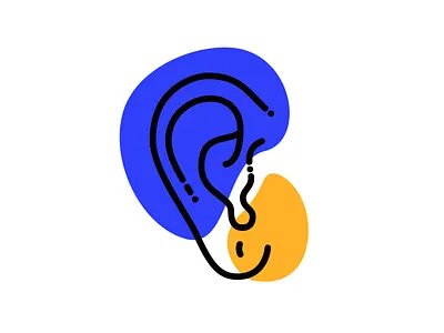 five senses - hearing colorblock ear hearing icon illustration line senses