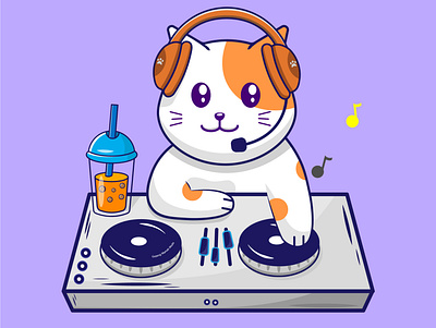 DJ Cat adobe adobe illustrator app brading branding design graphic design illustration logo vector