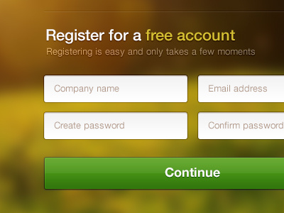 Register Account button green register signup ui