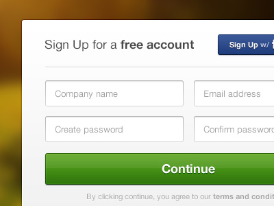 Signup Free Account button facebook register signup splash