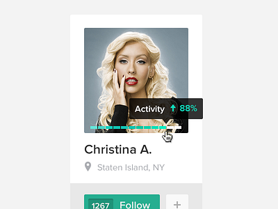 Follow Christina. PSD Included. avatar counter flat follow free icon plus profile psd ui