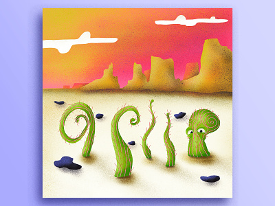 Cactopuss cactus desert illustration ipad ivi topp octopuss