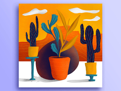 Cacti cactus composition desert illustration ipad ivi topp minimal pots sunset