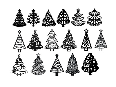 Christmas Trees christmas christmas tree clip art clipart decor decorate decoration decorations decorative design die cut drawing fir fir tree illustration ornament vector