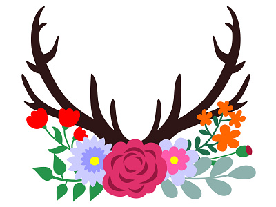 Deer Antlers With Flowers