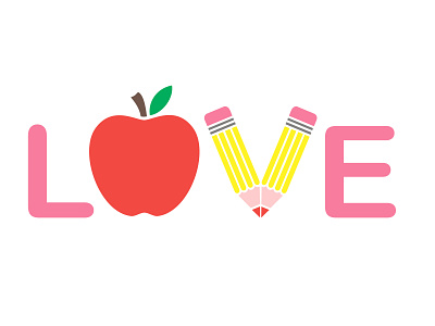 Love apple decoration design illustration ornament pencils vector