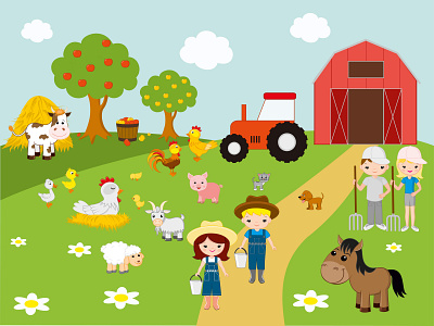 Farm Clip Art clip art design farm farmer illustration sheep vector