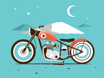 Lucky Number Seven - Print geometric icon illustration motorcycle travel vector