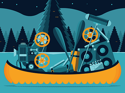 Reframe Film Festival Poster adobeillustrator canoe film halftones illustration poster vector wilderness wip