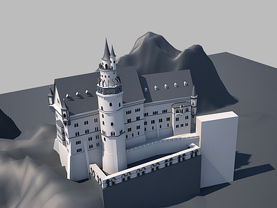 Castle v3 3d cinema4d design model rendering