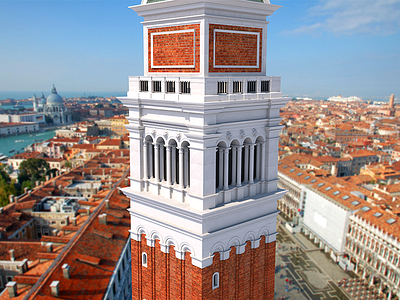 3D Venetian Tower - Textured 3d architecture c4d cinema 4d design italy