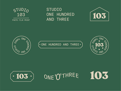 Studio 103 Brand Exploration 103 applications badgedesign branding exploration hand lettering identity illustration lettering logomark one hundred printing printing press studio typography vintage vintage badge wordmark