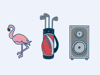 Miami essentials 305 design flamingo florida golf graphic illustrator miami speakers vector