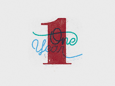 One year! anniversary design distressed font gara handmade handscript miami one script year
