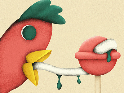 chicken with a lollipop art artwork drawing drawing challenge grain grainy illustration illustrator photoshop texture warm weloveillustration