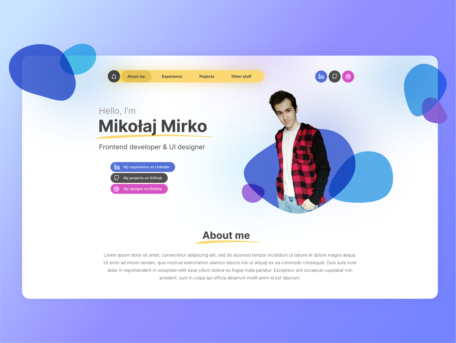 Portfolio page - About me by Mikołaj Mirko on Dribbble