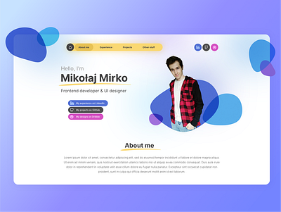 Portfolio page - About me design portfolio ui website