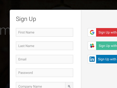 Sign Up Modal form product design sign up signup social authentication ui user interface