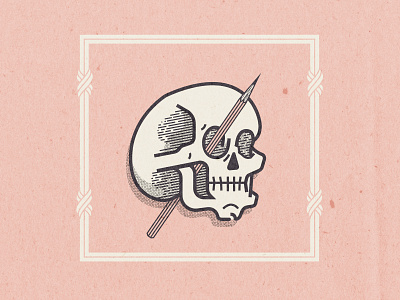 Deadeye Skull halftone illustration pencil skull