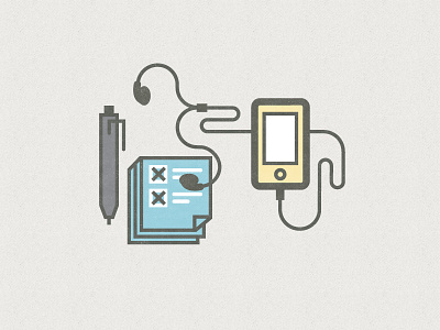 Icon Illustration ear buds icon illustration ipod notpad pen