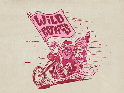 Wild Berries cereal mascots chopper draw halftone illustration mascots motorcycle procreate rat fink retrosupply
