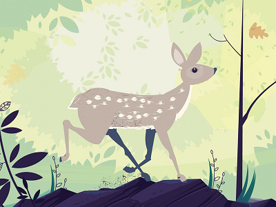Fawn animal deer fawn forest illustration nature organic run trees wild