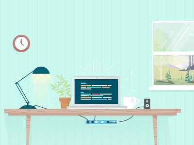 Desktop Illustration code desktop illustration green html modren work