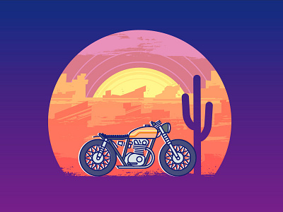 Desert Motorcycle cactus desert line modren motorcycle
