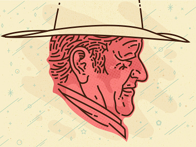 Whoa Take'er Easy There Pilgrim. abstract illustration john wayne line simple thanksgiving