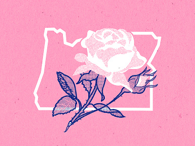 Oregon concept illustration oregon postcard rose rose city state
