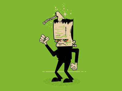 Block Head ax block head chop dance frankenstein halftone halloween illustration