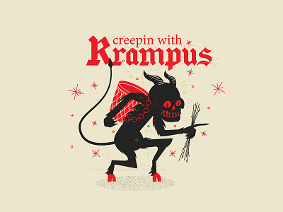 Creepin with Krampus christmas illustration krampus scary sticks xmas