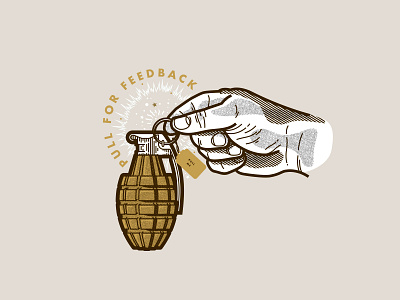 Pull for Feedback exploration explosion feedback grenade hand hand drawn illustration invites line work pull tag